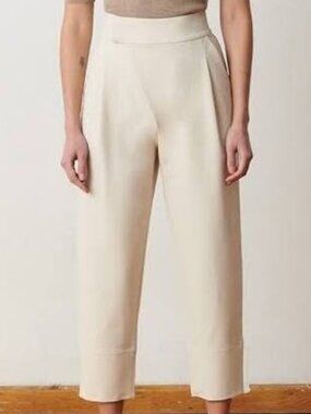 ADAY Stunning Portfolio Pants in Oat Tailored Asymmetrical Pleats HR
